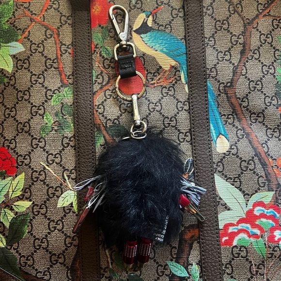 PRADA ROBOT REFUS FURRY KEYCHAIN BAG PURSE FUR KEY CHARM GIFT BOX SILVER LEATHER - Picture 7 of 16